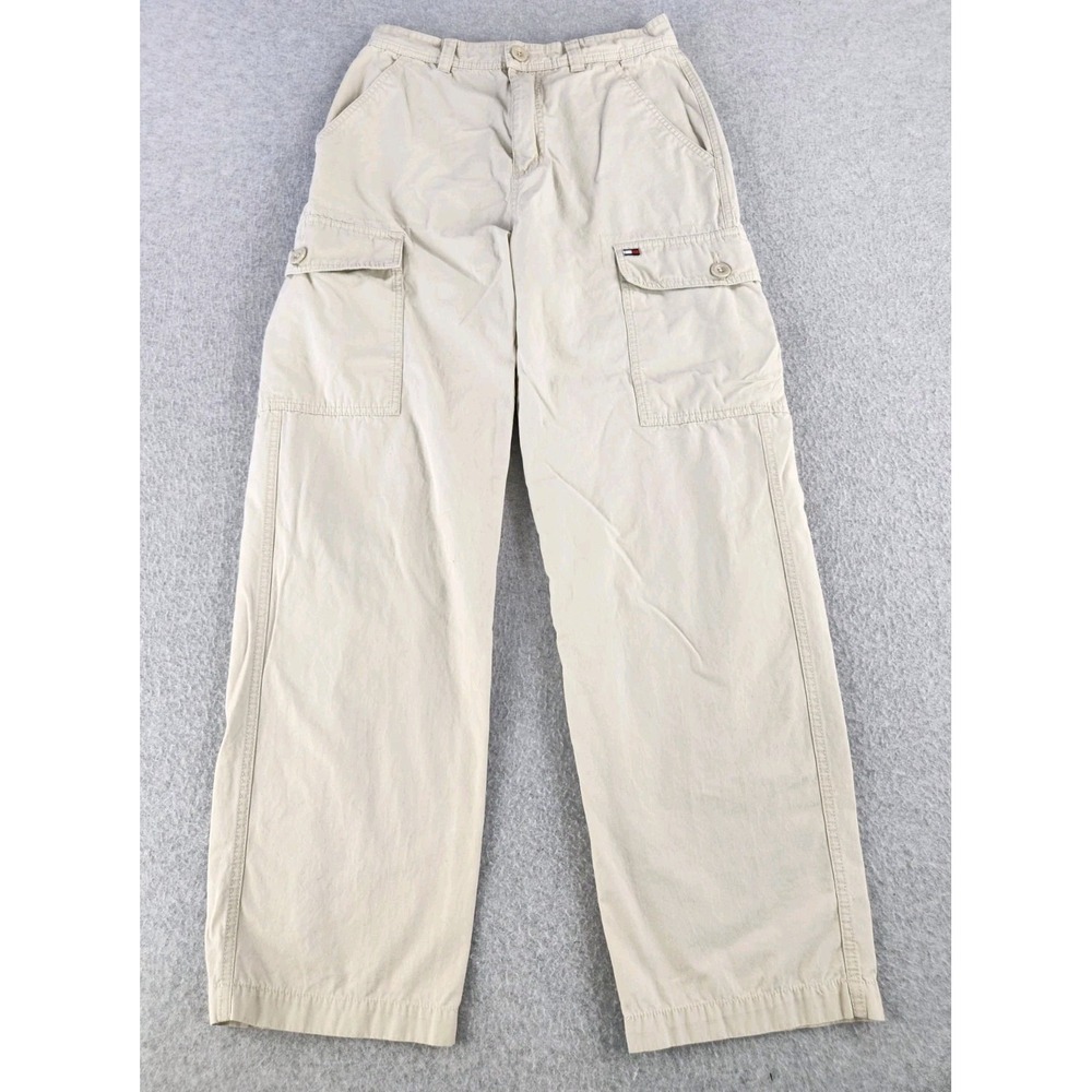 Vtg Tommy Hilfiger Cargo Pants Boys Size 18 26x28 Slim Tall Medium Cotton‎ Khaki